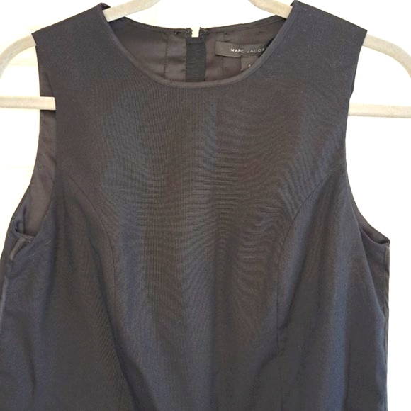 NEW Marc Jacobs Black Pleated Midi Shift Dress Wool Size 0 - Picture 3 of 8